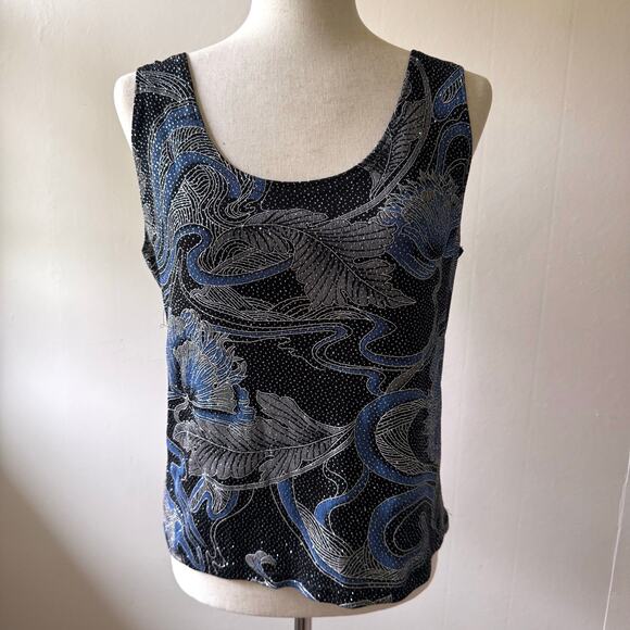 Vintage Onxy Nite Cardigan Set Womens Blue Sparkle Event MOB Made in USA size XL - Picture 3 of 12